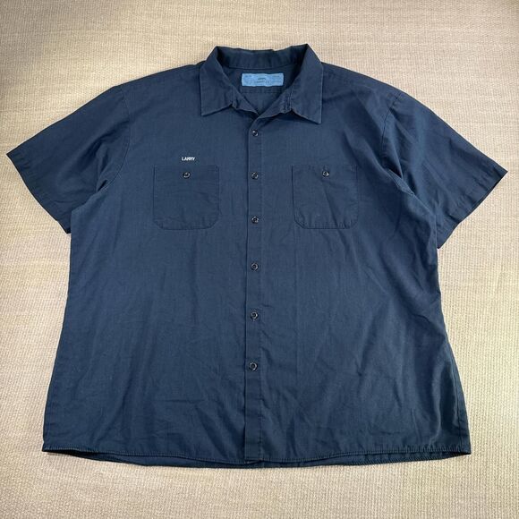 Vintage Navy Blue Button Front Collared Cintas Workwear Shirt ‘LARRY’ 3XL - Picture 1 of 5